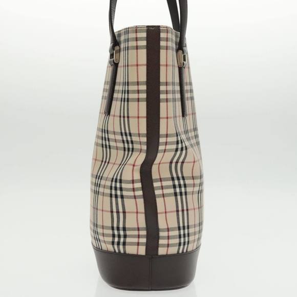 BURBERRY Nova Check Tote Bag Canvas Beige Brown Auth ki5135 - Picture 4 of 16